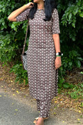 Grey cotton kurti with straight pant