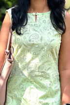 Light green cotton sleeveless kurti