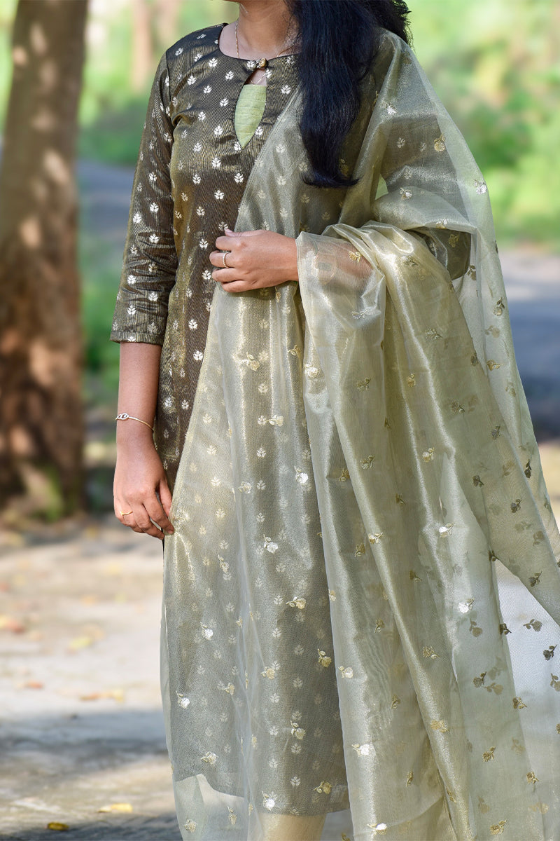 Tissue silk kurti with dupatta