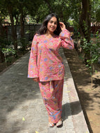 Pink floral Print Farshi Salwar Set