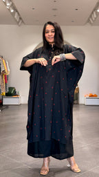 Chavvi handwoven kaftan co-ord  - Black