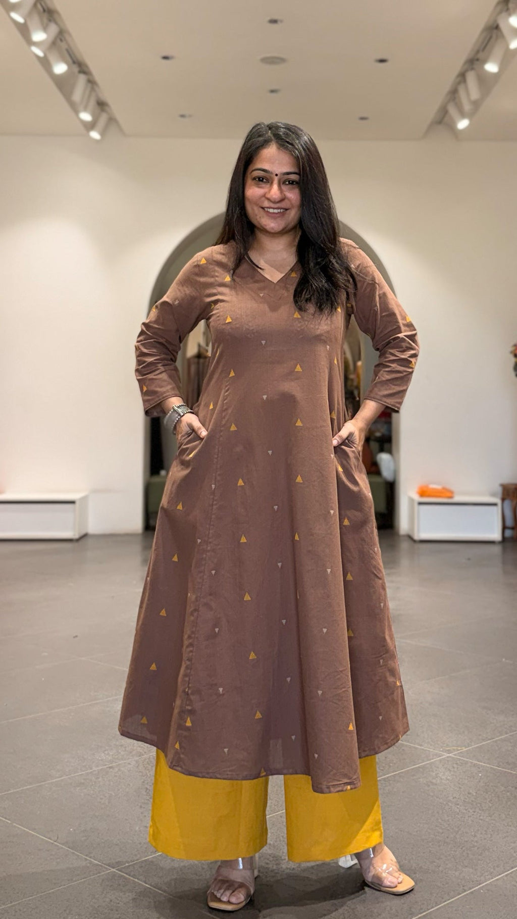 Koel Handwoven Cotton Kurta- Brown