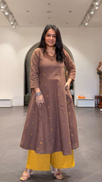 Koel Handwoven Cotton Kurta- Brown