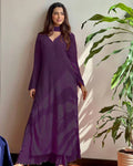 Reetika Wine Georgette Chikankari Kurta Palazzo Set