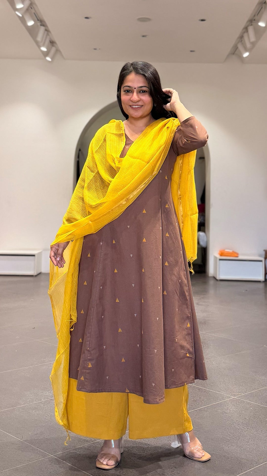 Koel Handwoven Cotton Kurta- Brown