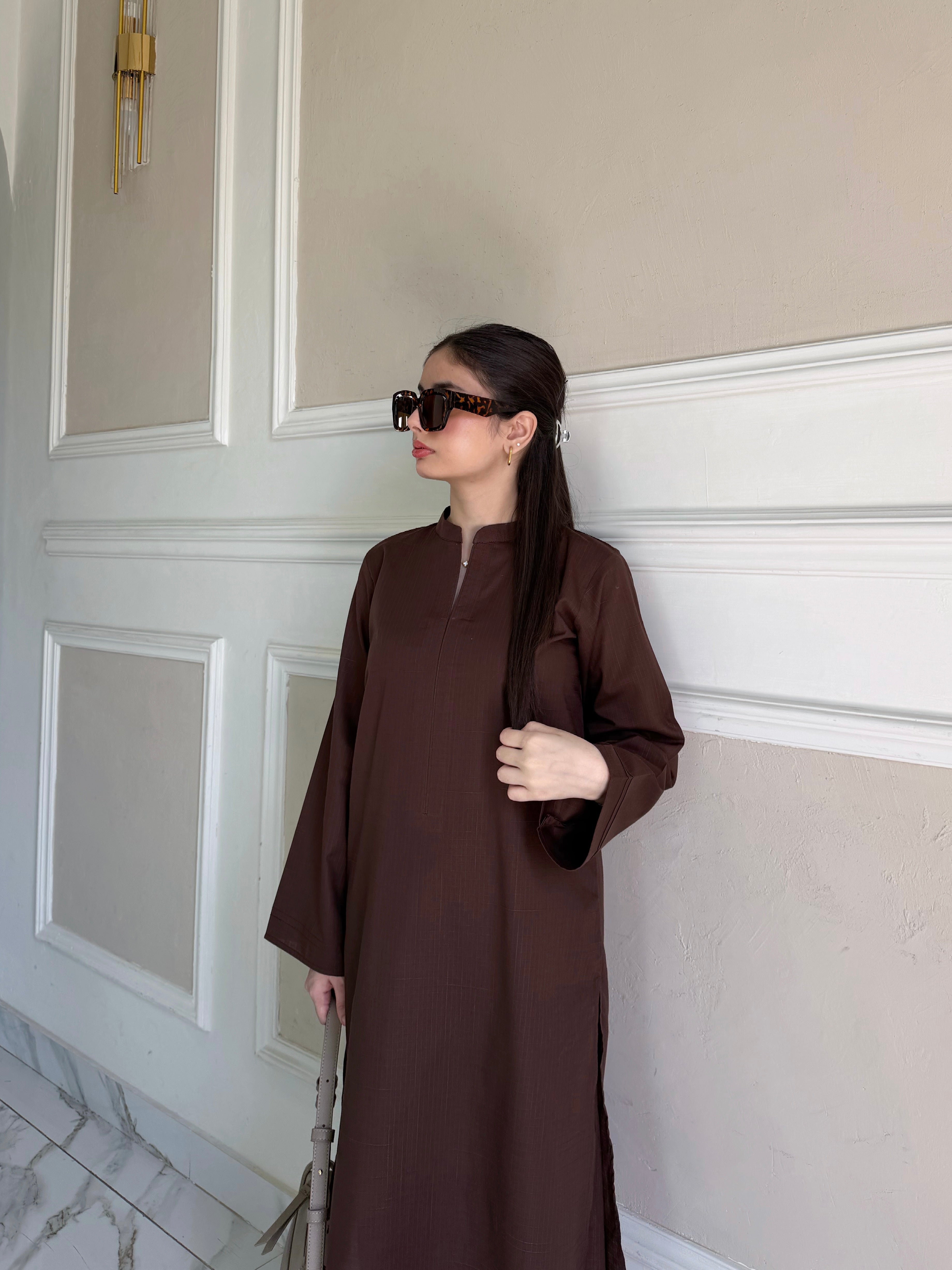 Mocha Luxe - 2 PC Stitched Pret