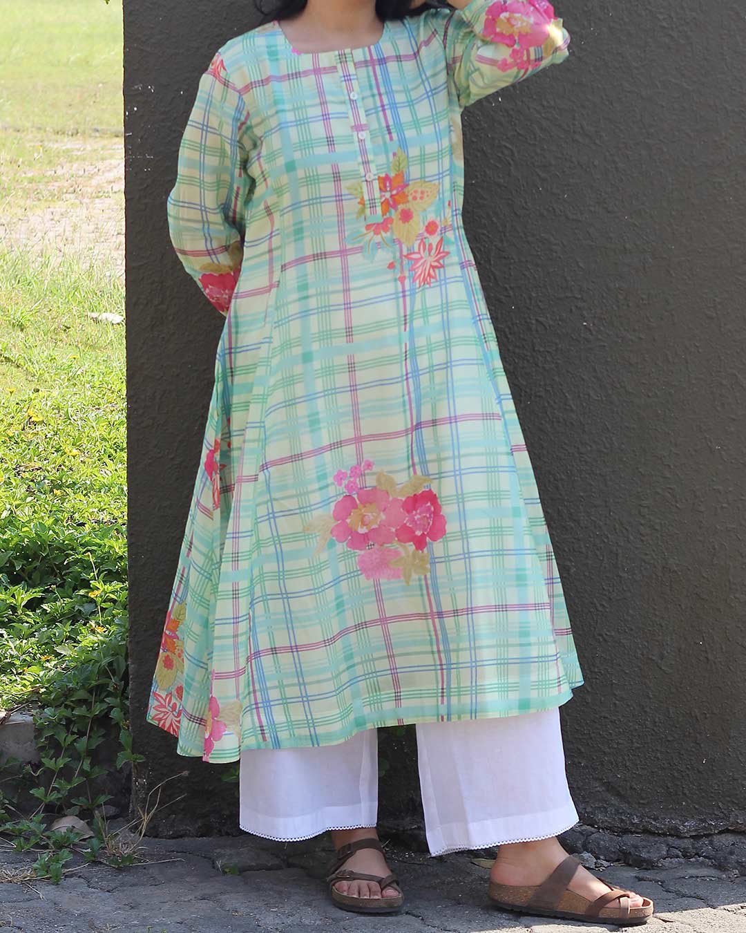 Mint Sorbet Checks Long Kurta