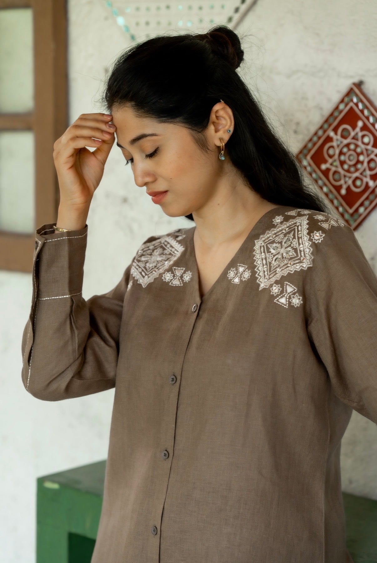 Bistre Brown Linen Co-ord Set