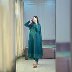 Iravati Morni Green Embroidered Frock Set