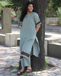 Coffee Stripe Premium Linen Kurta set