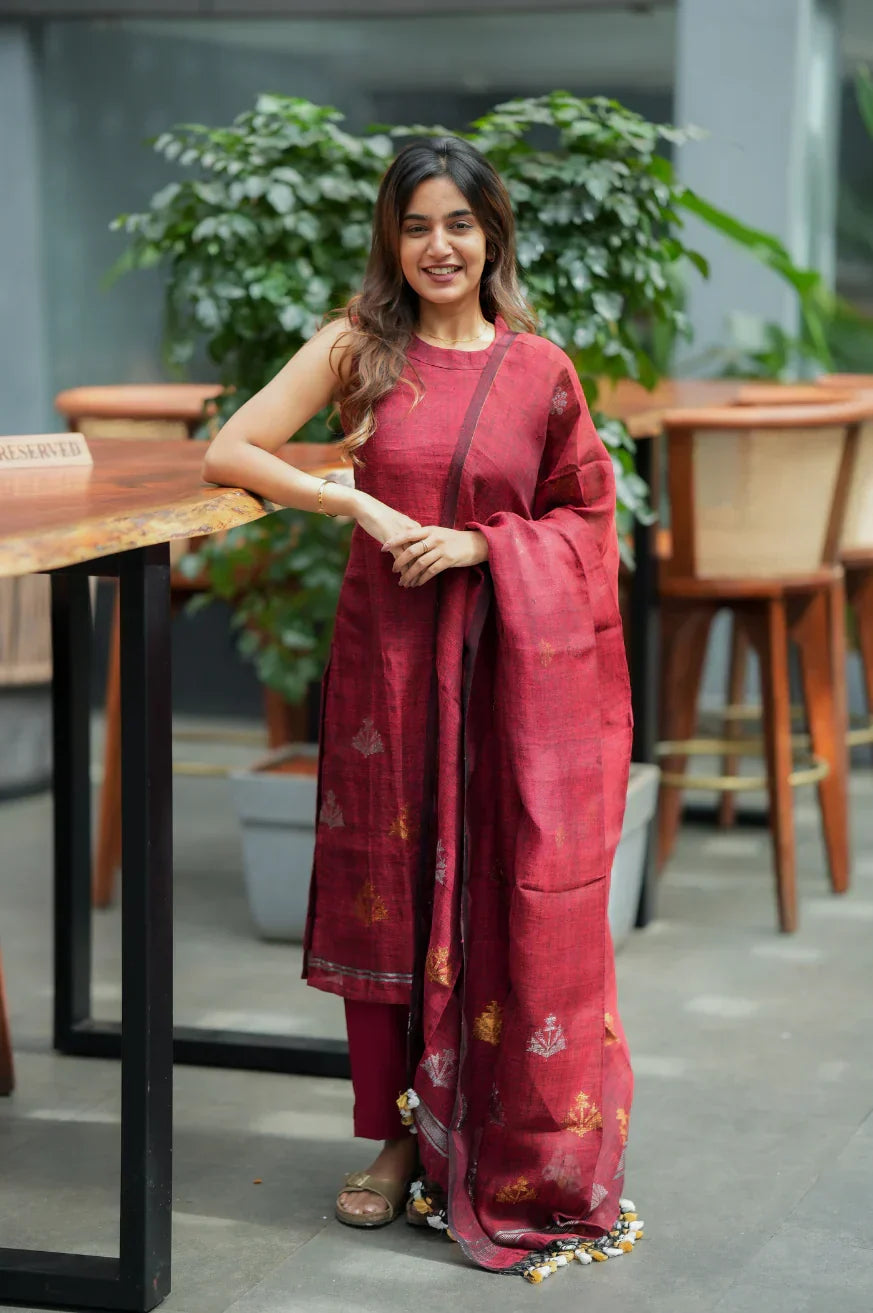 Charvi Lemon Cotton Suit Set