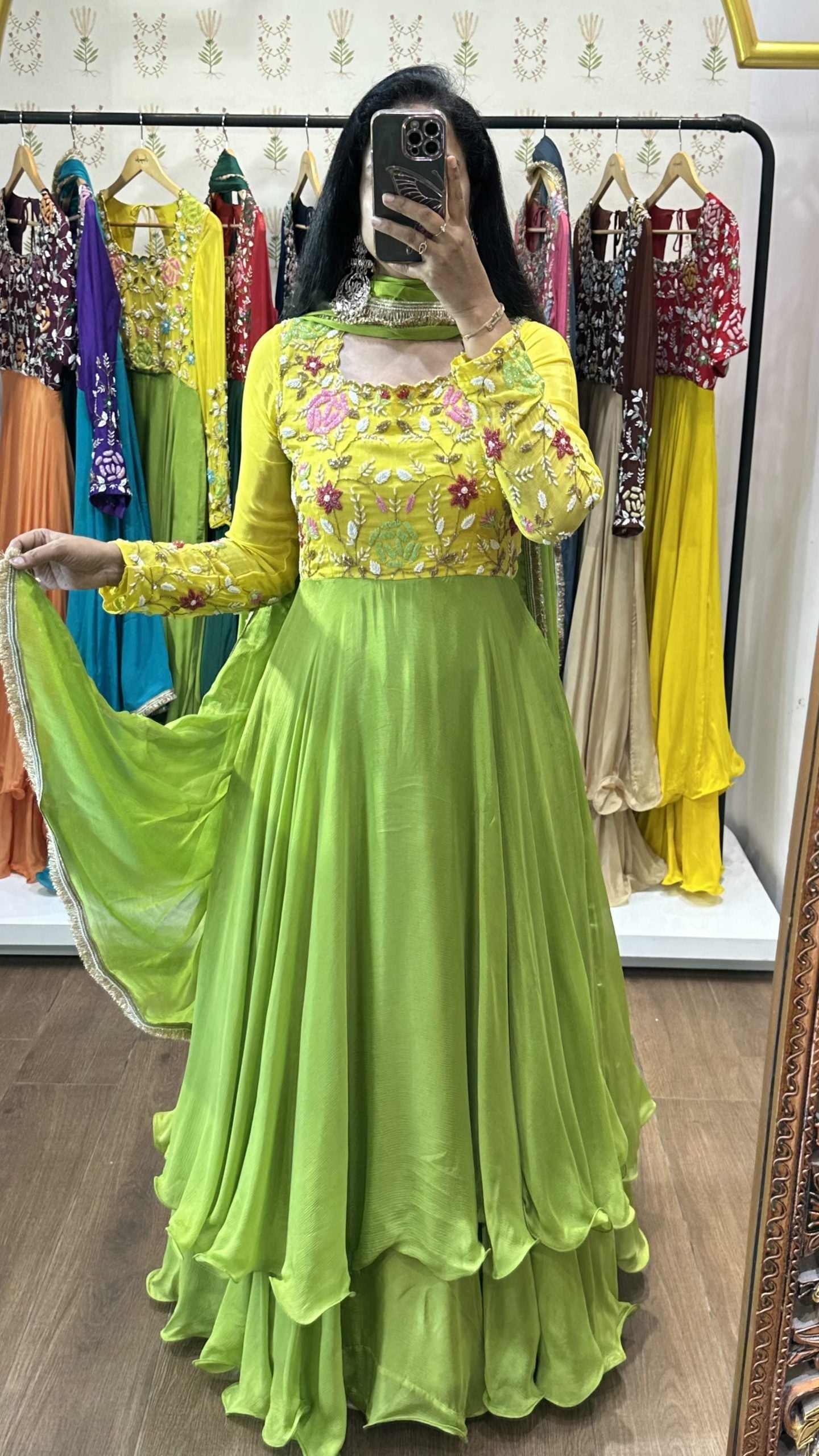 Ojaswini Yellow Green Printed Suit Set
