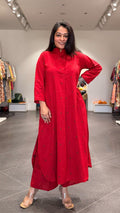 Yuzaa Hand Woven Cotton Kurta - Red