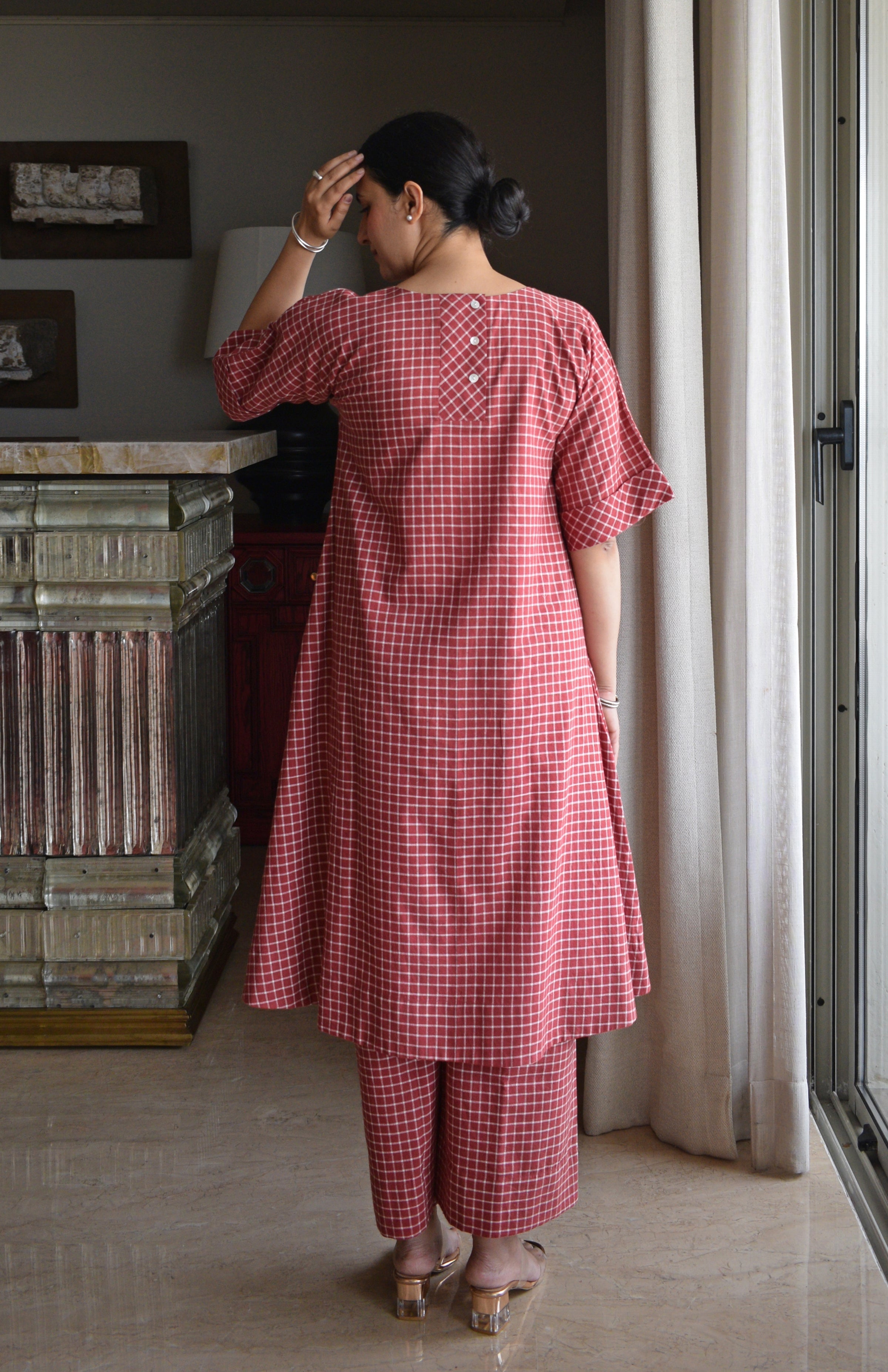 Madder Co-ord set in Handwoven Checks