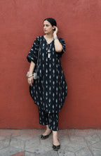 Black Ikat Choga Kurta