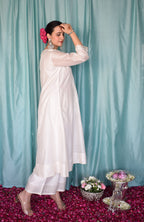 Sufi Chanderi Set with Off White Silk Organza Dupatta