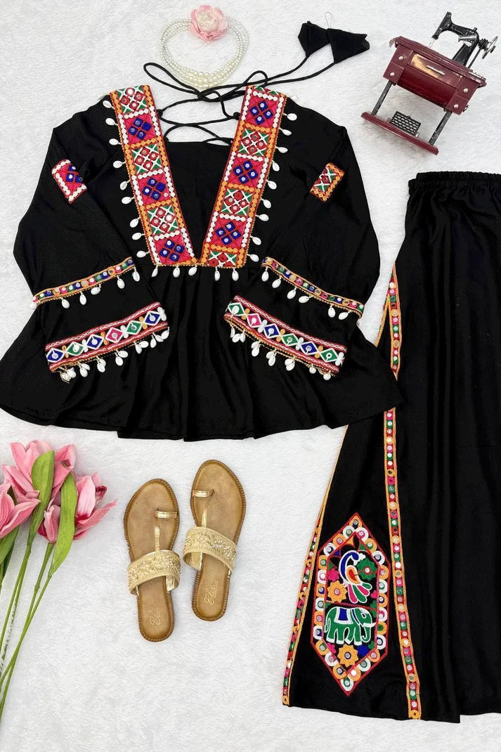 Kiyara Black Mirror Work & Kutchi Embroidery Suit