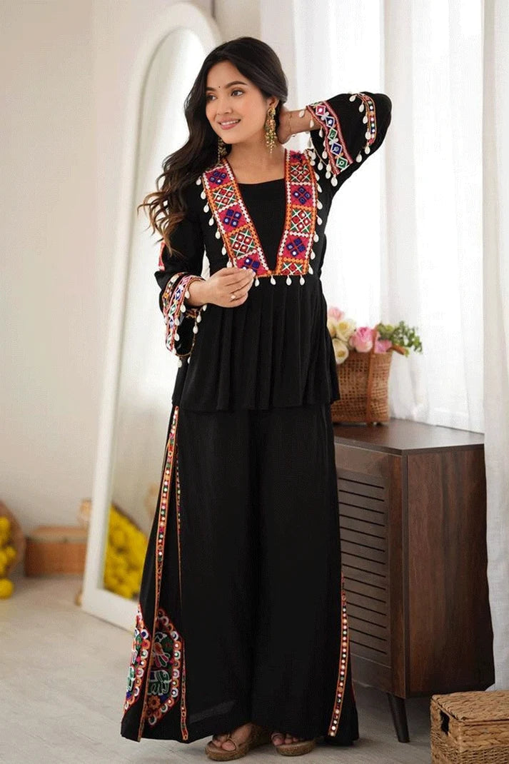 Kiyara Black Mirror Work & Kutchi Embroidery Suit