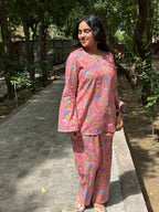 Pink floral Print Farshi Salwar Set