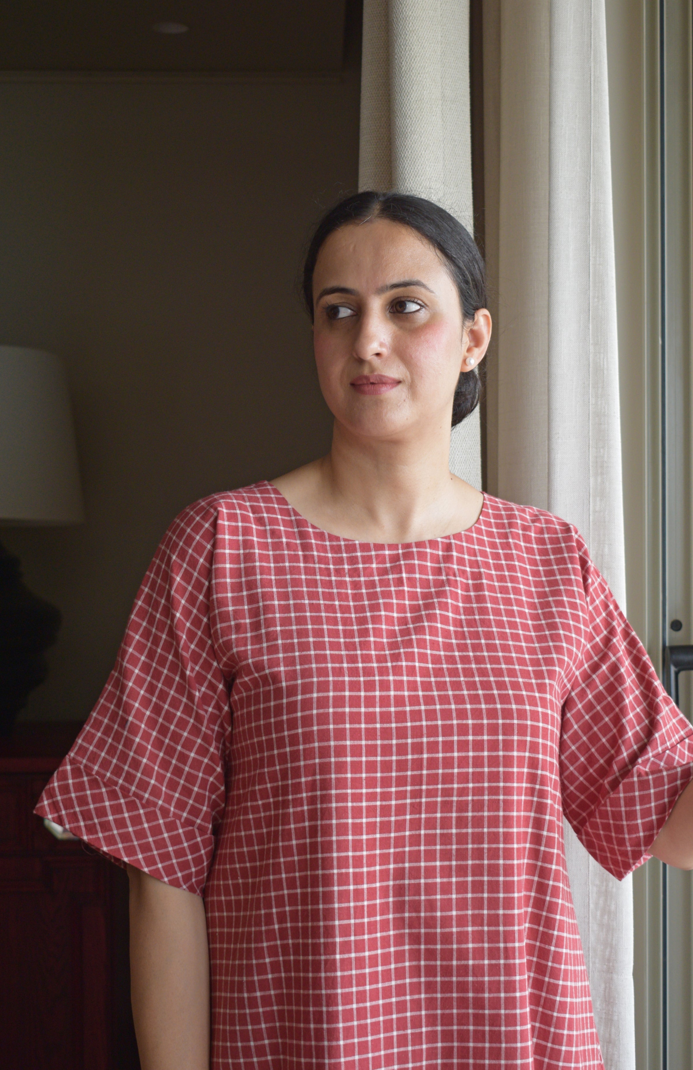 Madder Co-ord set in Handwoven Checks