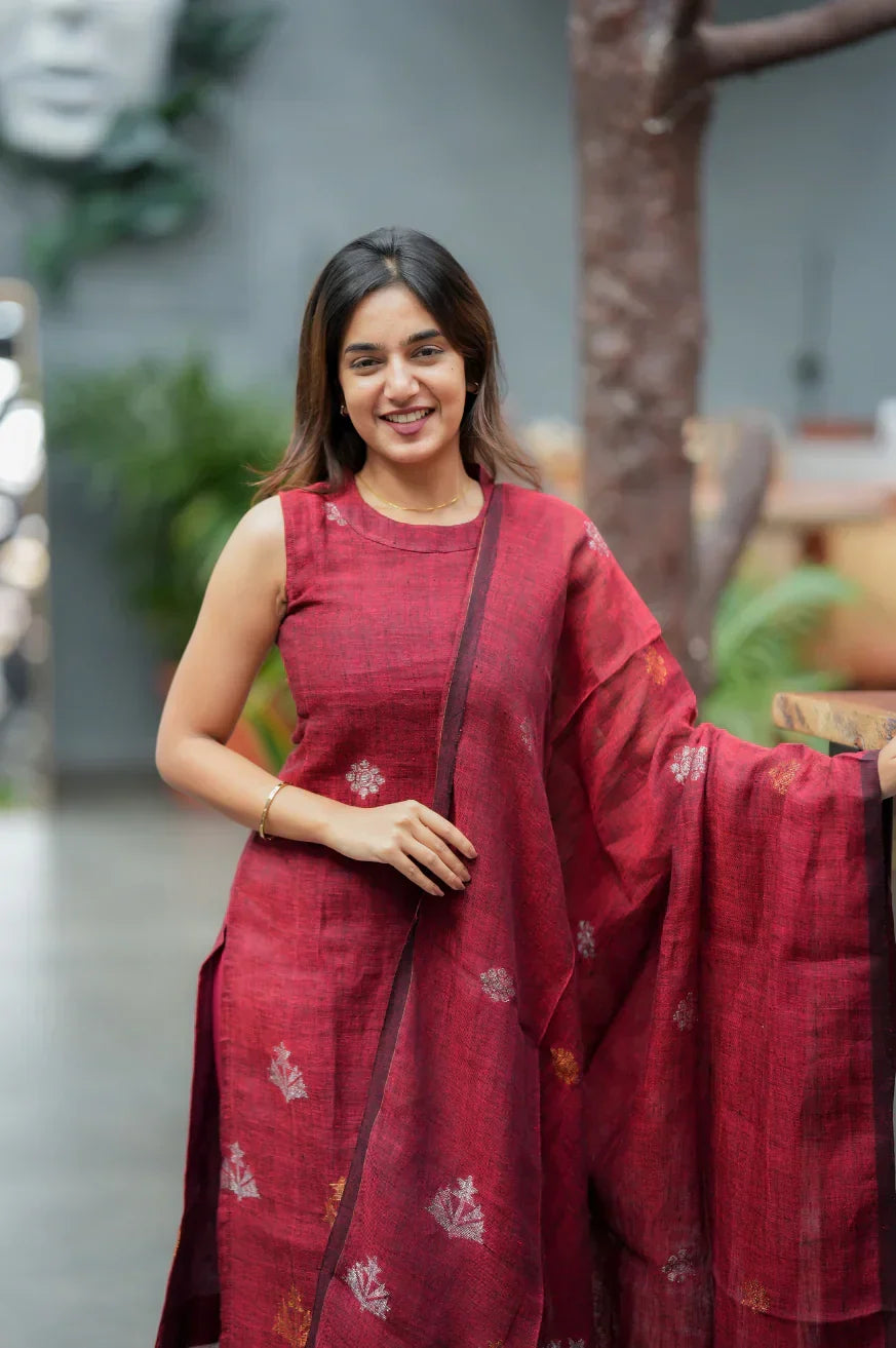 Charvi Lemon Cotton Suit Set