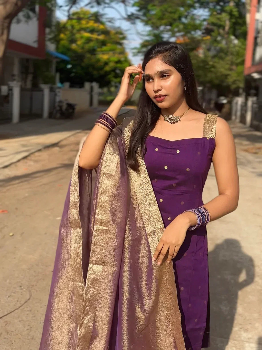 Charulata Jamun Shade Kurta Set