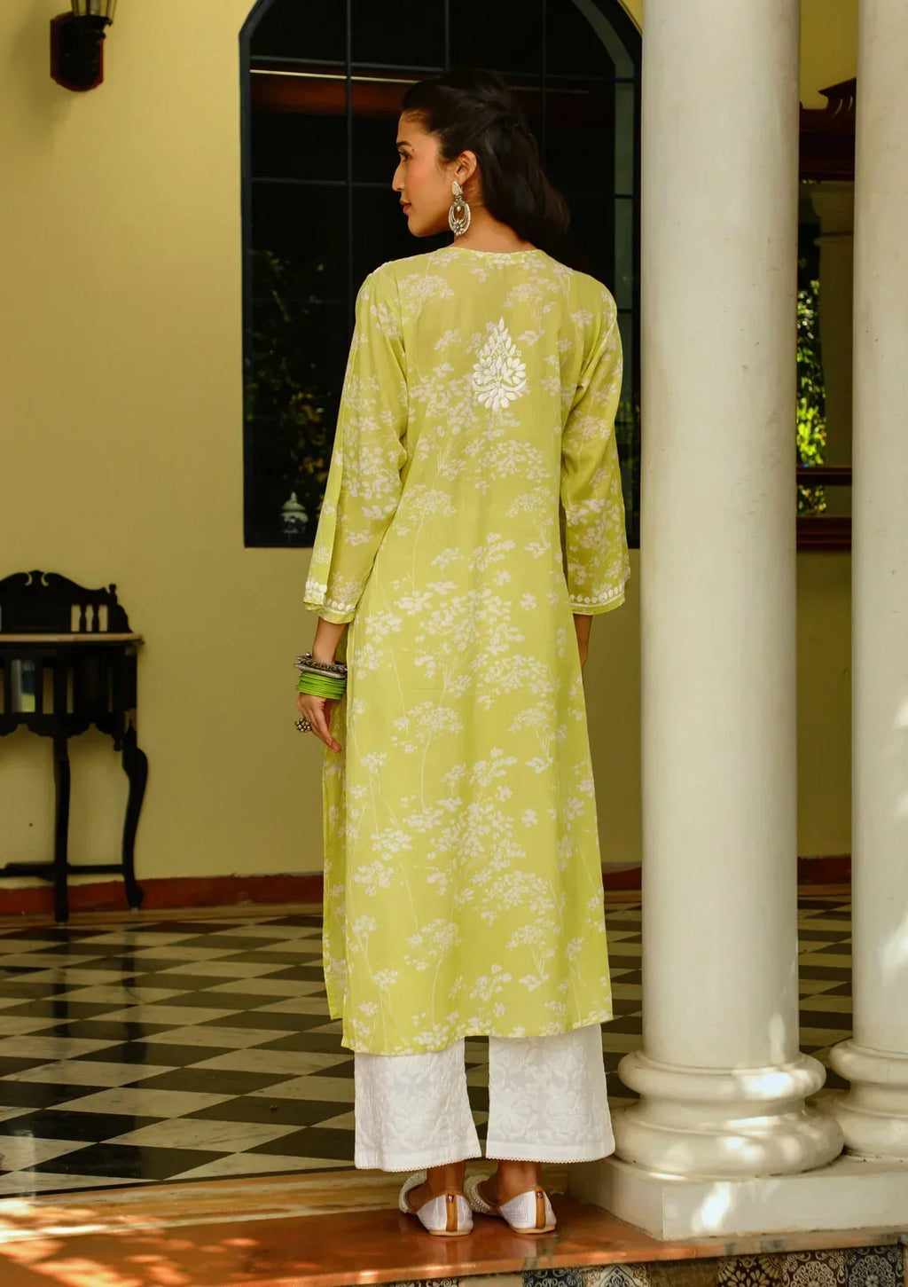 Myra Green Mulmul Printed Kurta