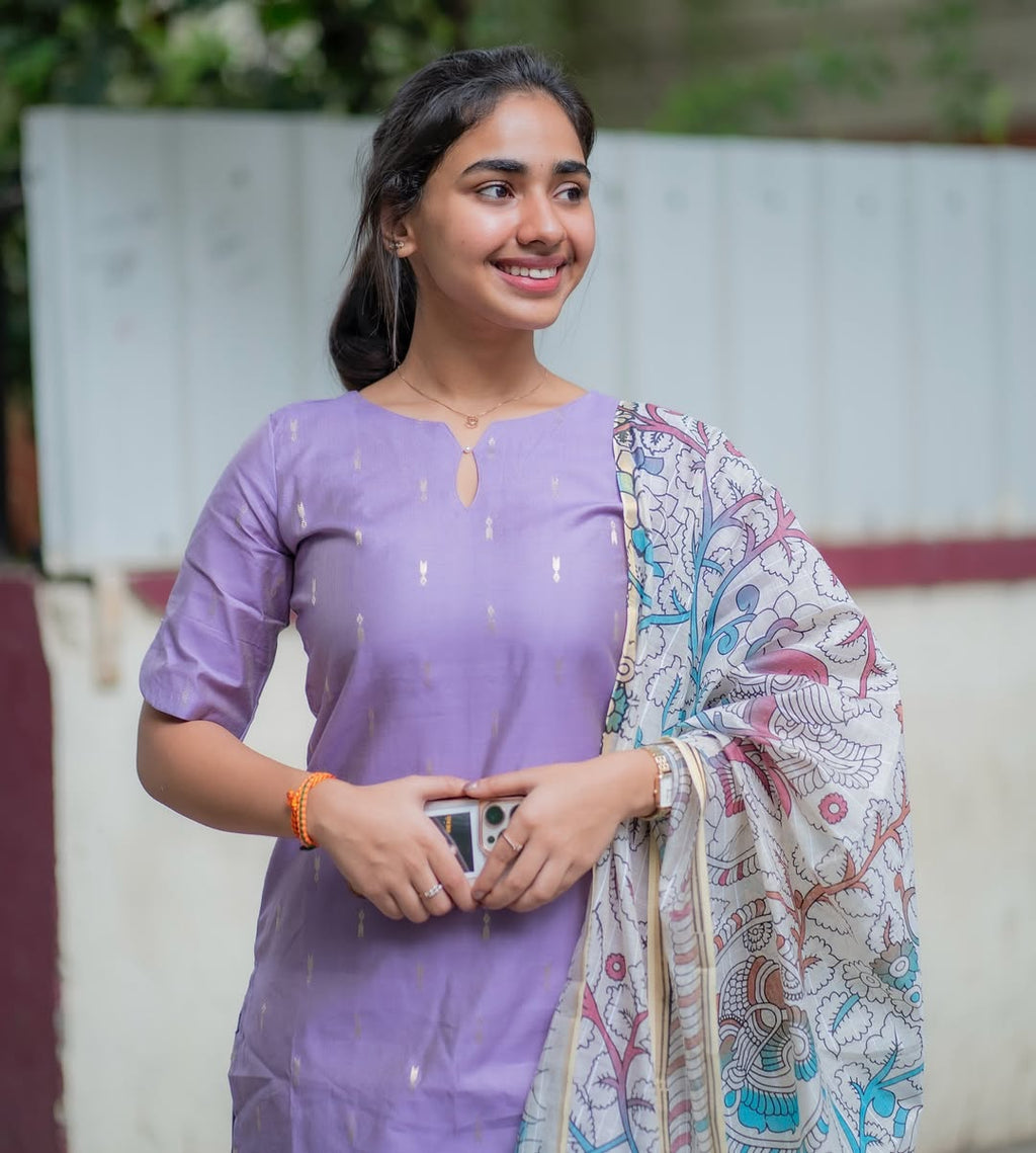 Ishmita Raw Silk Co-ord Kalamkari Dupatta Set