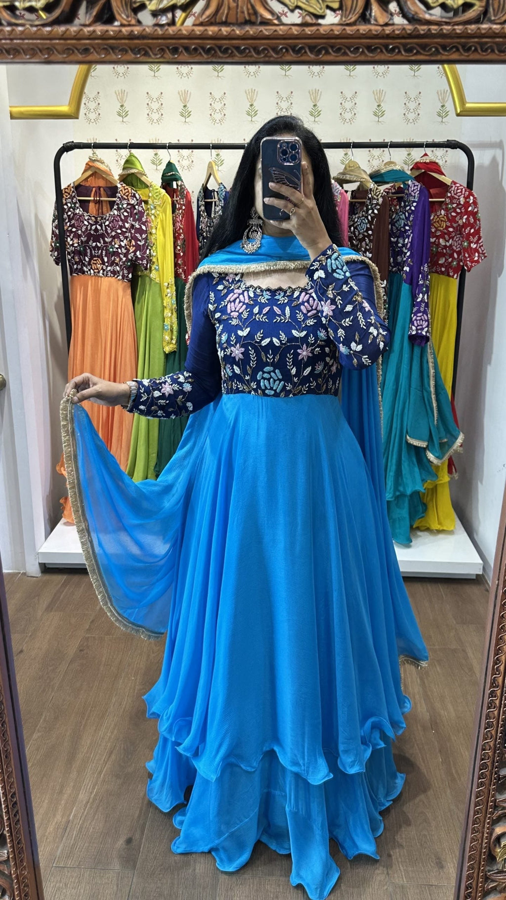 Qirat Royal Blue Sky Blue Suit Set