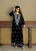 Gitanjali Black Cotton Chikankari Straight Kurta Set