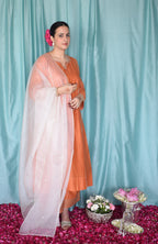 Neerja Chanderi Set with Hand Embroidered Phiran Kurta and Wide Legged Pyjama