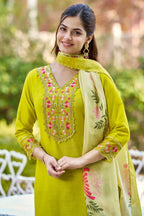 Aashna White Chanderi Straight Kurta Dupatta Set