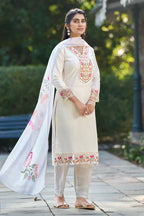 Roshni White Chinnon Straight Kurta Set