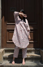 Pink Hand block printed Antifit co-ord set
