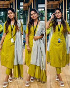 Pallavi Shrungar Yellow Cotton Suit Set