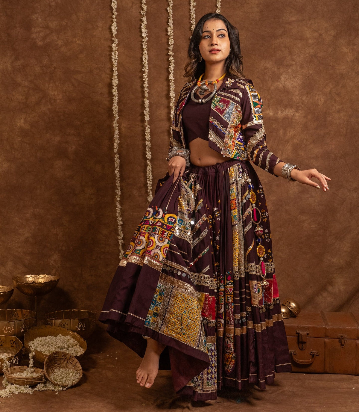 Ghoomar Gujarati Kutchi Floral Hand Embroidery Choli