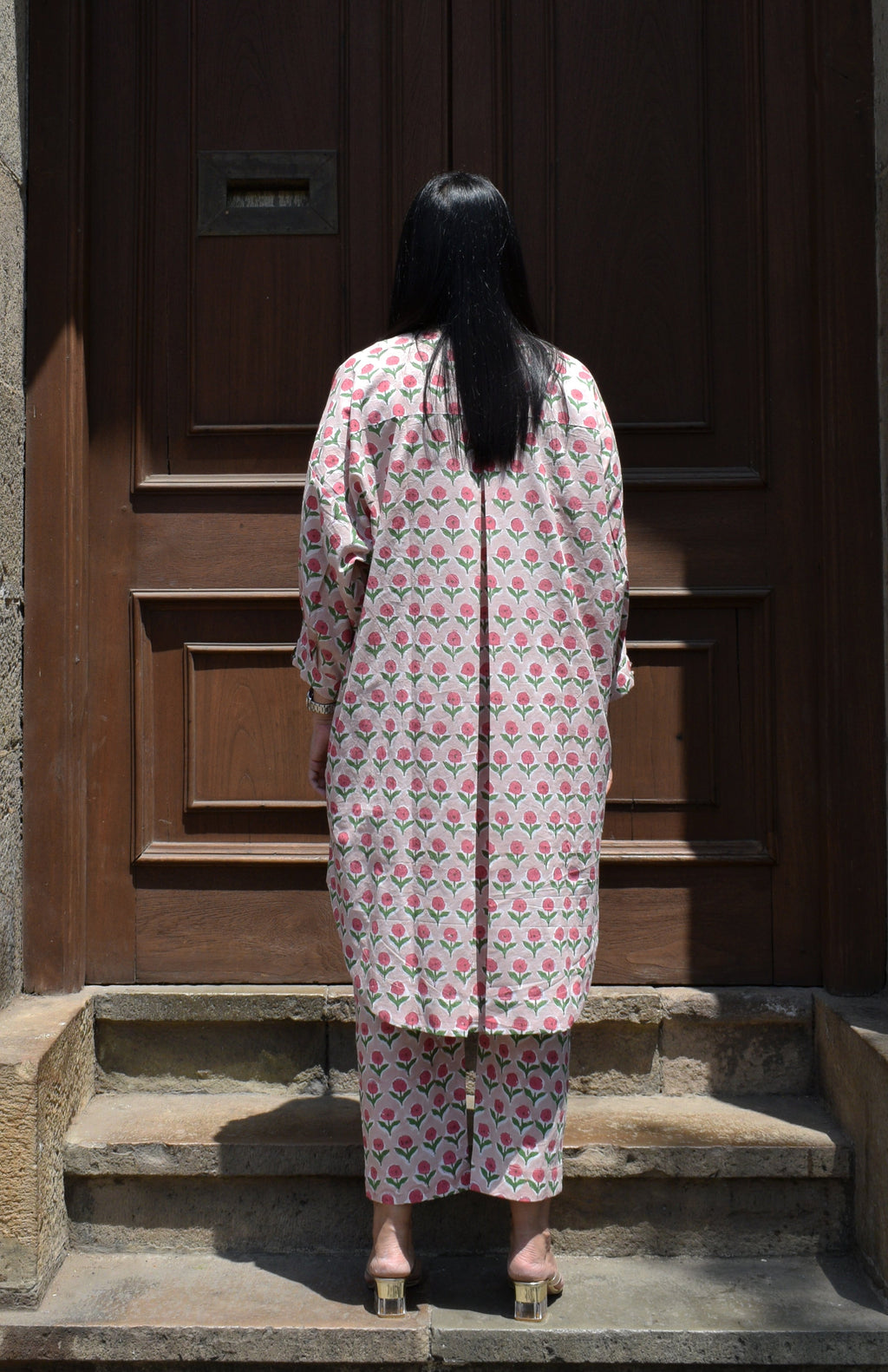 Pink Hand block printed Antifit co-ord set
