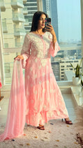 Pranavi Pink Chikankari Muslin Co-ord Set