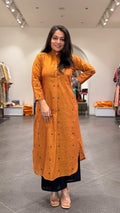 Ishita Orange Hand Woven Cotton Kurta