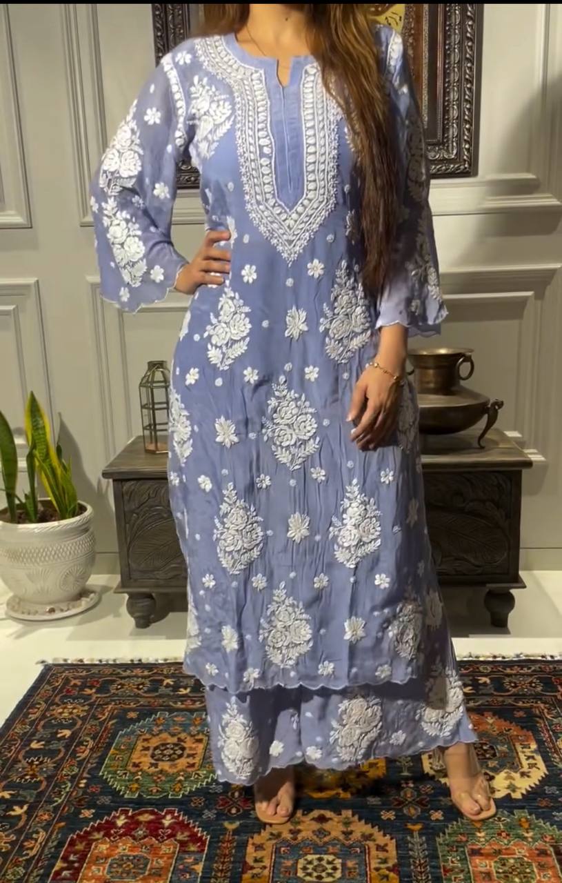 Urmi Chikankari Muslin Co-ord Set
