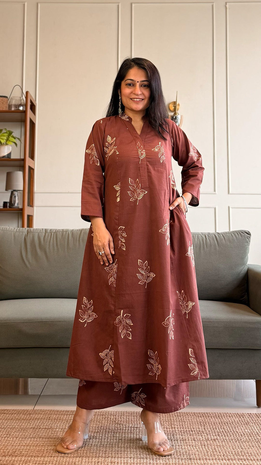 Kim Kali Kurta In Cotton - Brown