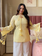 Pankhuri Butter Yellow Kurti  Set