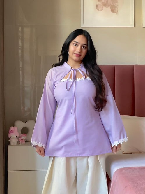 Lilac Cotton 2 In 1 Jacket Kurti And Farsi Salvar
