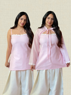 Pink Cotton 2 In 1 Jacket Kurti And Farsi Salvar
