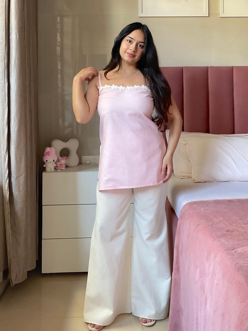 Pink Cotton 2 In 1 Jacket Kurti And Farsi Salvar