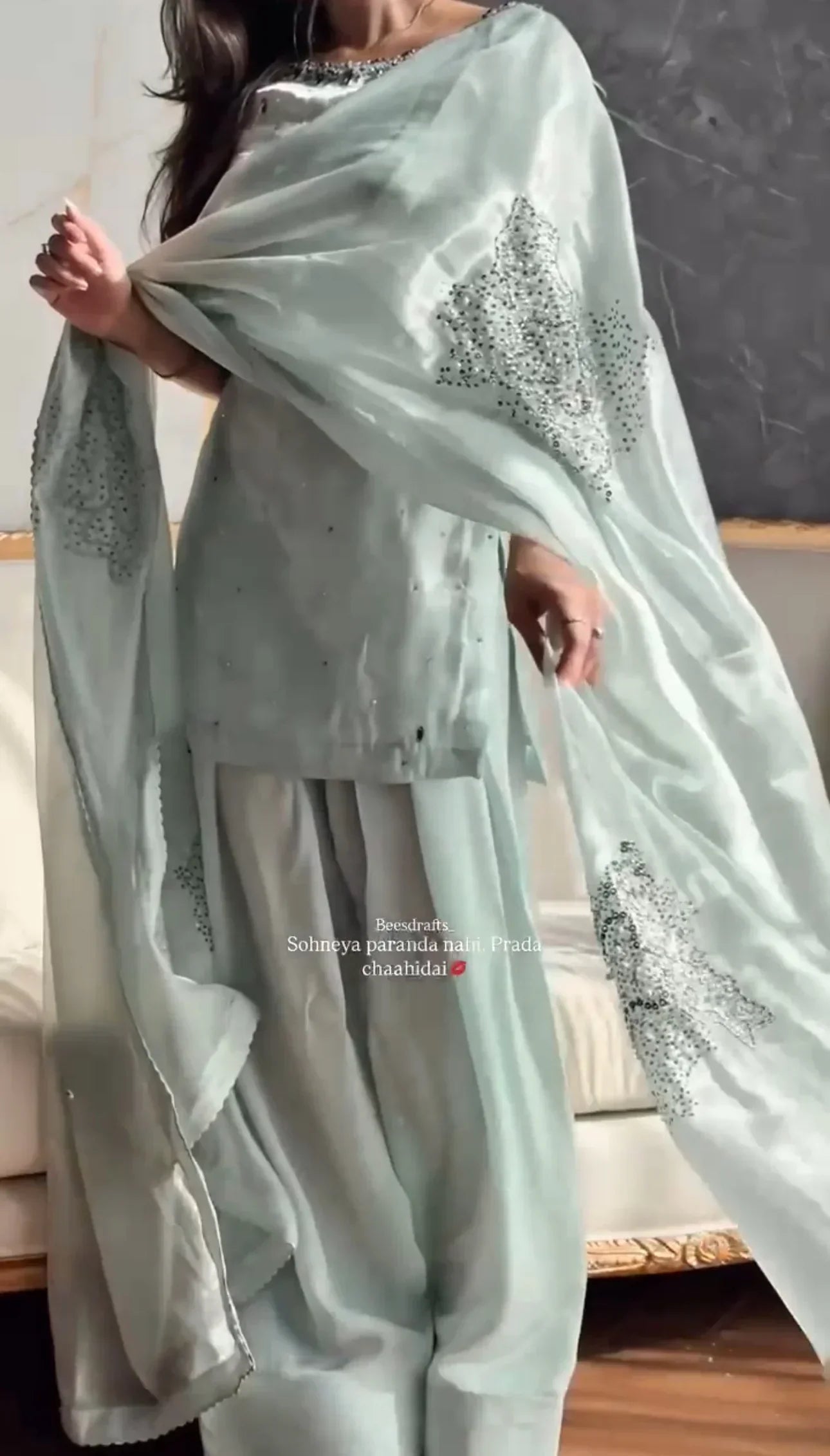 Charvi Pastel Green Farshi Suit