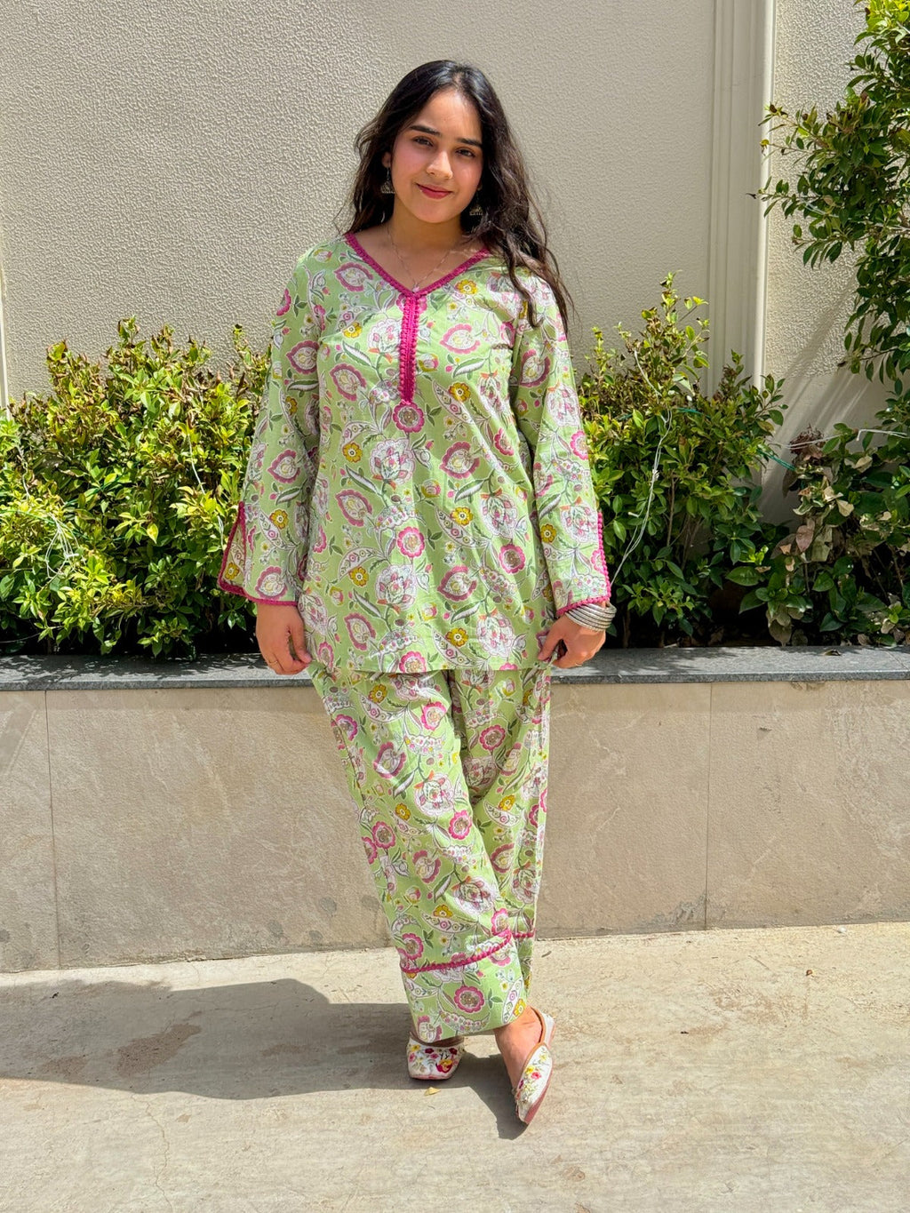 Green floral Farshi Salwar Set