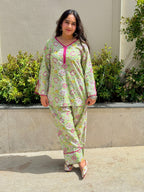 Green floral Farshi Salwar Set