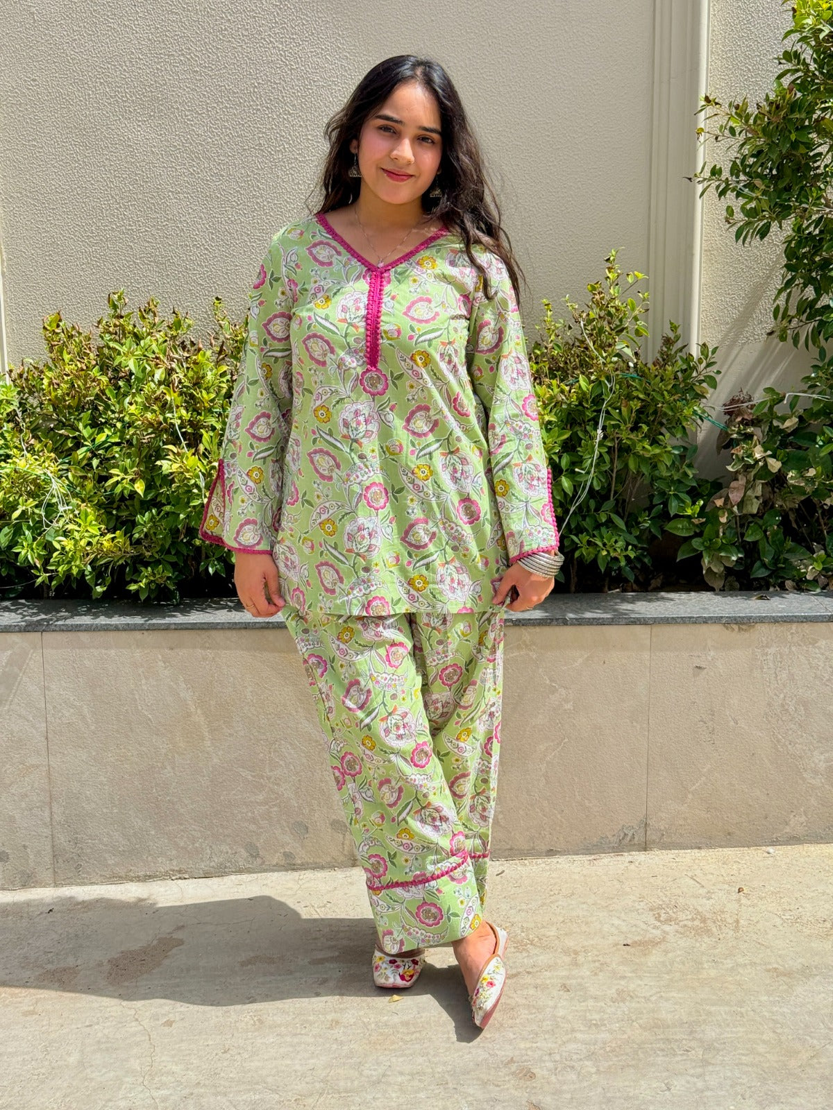 Green floral Farshi Salwar Set