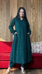 Kanika Dabu Kali Kurta In Cotton - Green